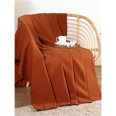 Плед вафельный «Этель» Waffle, 150×240 см, терракотовый, вафля 195 г/м²