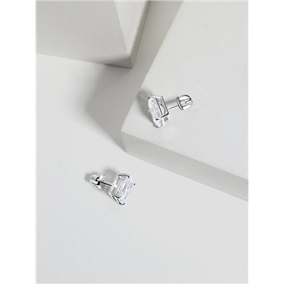 Серьги-пусеты из серебра с фианитами родированные 2-037р200