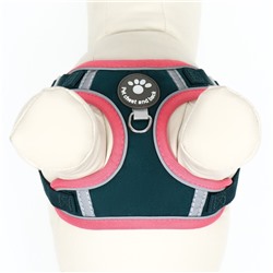 Комплект Sport+, XS, поводок 120×1.5 см, ОШ 37-39 см, ОГ 41-46 см, розово - чёрный