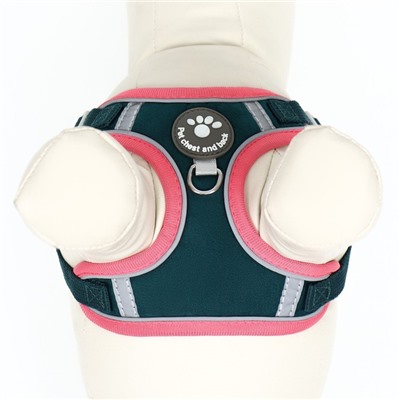 Комплект Sport+, XS, поводок 120×1.5 см, ОШ 37-39 см, ОГ 41-46 см, розово - чёрный