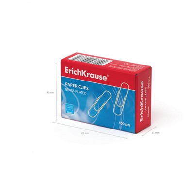 Скрепки канцелярские 33мм/100шт омедненные, золотые 24868 ErichKrause