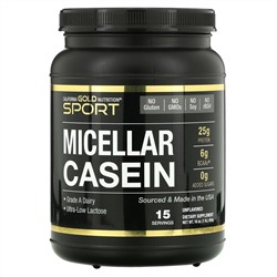 California Gold Nutrition, протеин мицеллярного казеина, без добавок, медленное усвоение, 454 г (16 унций)