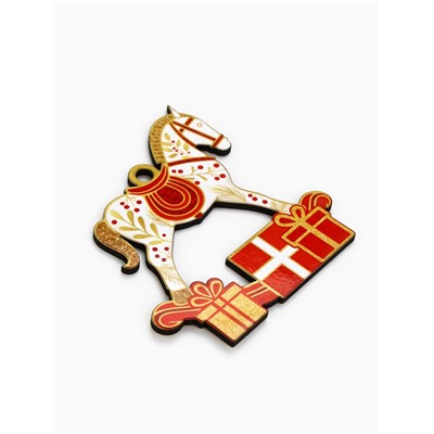 Ёлочная игрушка деревянная «Новогодний конь», набор 10 шт.