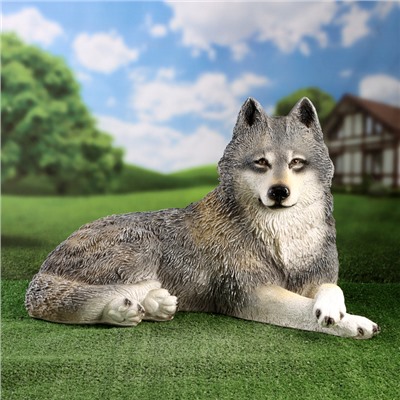 Садовая фигура из полистоуна «Волк лежит», 43×60×43 см