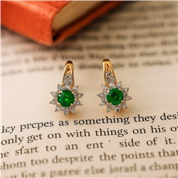 Серьги ювелирная бижутерия коллекция "Дубай", вставка: фианиты и цирконы, цвет: прозрачный и зеленый, арт.007.094