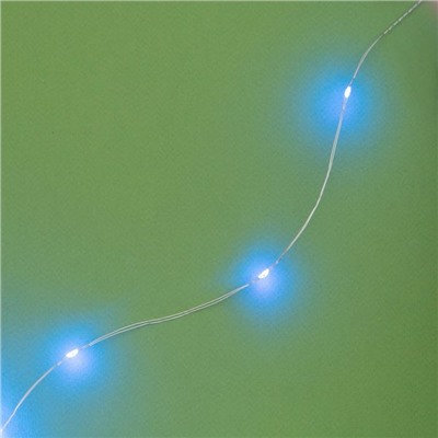 Гирлянда «Нить» 10 м роса, серебристая нить, 100 LED, свечение синее, 2 режима, солнечная батарея