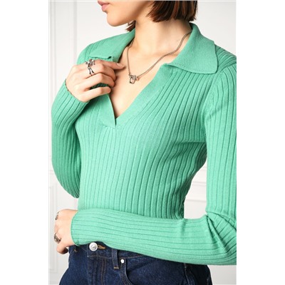 Женский джемпер лапша с воротником поло Happyfox