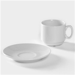 Кофейная пара Добрушский завод «Бельё», 2 предмета: чашка 100 мл, блюдце d=11.5 см, фарфор, белая