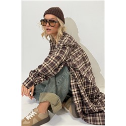 Рубашка женская  HUG077/07/Бордовый, белый