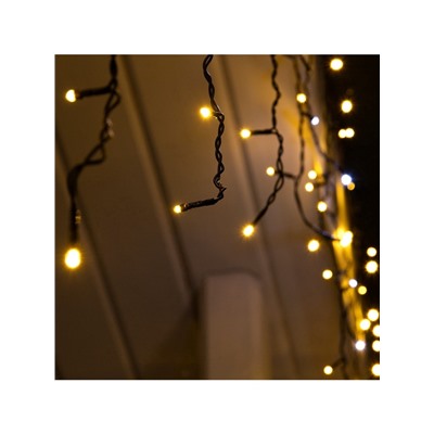 УЦЕНКА Гирлянда «Бахрома» 3×0.9 м, IP44, УМС, тёмная нить, 160 LED, мерцание белым, 220 В, свечение тёплое белое