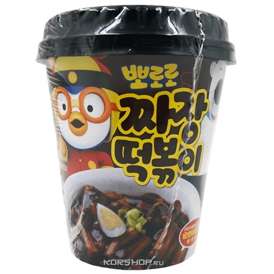 Рисовые палочки Токпокки с соусом из черной фасоли Pororo Grunamu, Корея, 110 г Акция