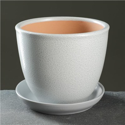 Горшок для цветов «Антик», 1 л, d=15 см, h=13 см, керамический, с поддоном, серый