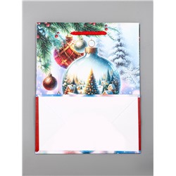 Пакет подарочный новогодний ламинированный, «Ёлка в шаре», 18×10×22.3 см