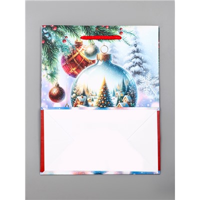 Пакет подарочный новогодний ламинированный, «Ёлка в шаре», 18×10×22.3 см