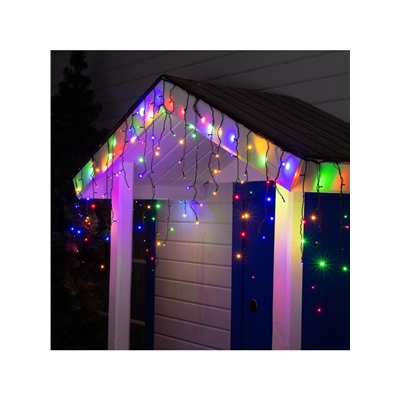 Гирлянда «Бахрома» 3×0.6 м, IP44, УМС, тёмная нить, 160 SMD-LED, свечение мульти, 220 В