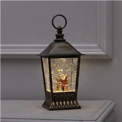 Светодиодная фигура «Фонарь с Дедом Морозом» 12×24×12 см, пластик, батарейки ААх3 (не в комплекте), USB, свечение тёплое белое