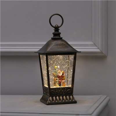 Светодиодная фигура «Фонарь с Дедом Морозом» 12×24×12 см, пластик, батарейки ААх3 (не в комплекте), USB, свечение тёплое белое