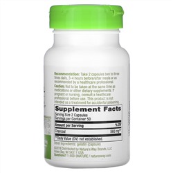 Nature's Way, активированный уголь, 560 мг, 100 капсул