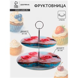 Этажерка-фруктовница круглая Доляна «Маффин», 2 яруса, d=25/20 см, стекло