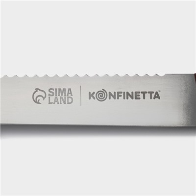 Нож для бисквита двусторонний KONFINETTA, с крупными зубцами и ровным краем, лезвие 25 см, толщина лезвия 0.9 мм