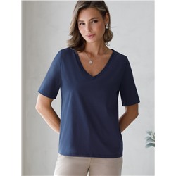 Футболка из 100% хлопка с V-образным вырезом