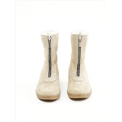 Ботинки женские бежевые замшевые на молнии, литая подошва