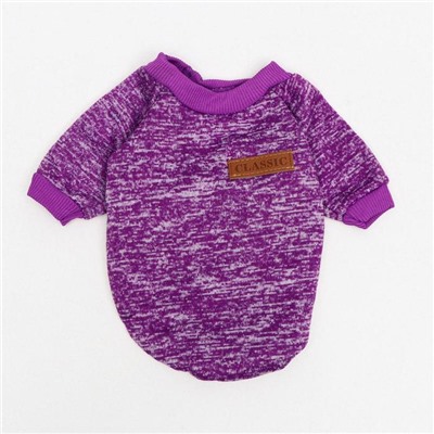 Свитер для животных меланжевый, размер S, ДС 20, ОШ 23, ОГ 25 см, фиолетовый