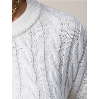 Свитер фактурной вязки с узором косы