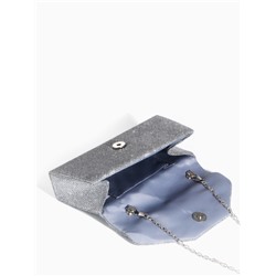 Сумка-клатч на магните, длинная цепь, цвет серебристый