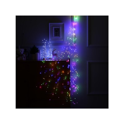 Гирлянда «Конский хвост» 20 нитей по 2 м, IP20, серебристая нить, 400 LED, свечение мульти, 12 В