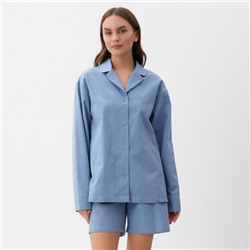 Пижама женская (рубашка, шорты) KAFTAN Basic, размер 40-42, голубая