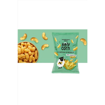 Снеки кукурузные со вкусом "сметана и зелень" 50г ЭКОПРОДУКТЫ, 1193708