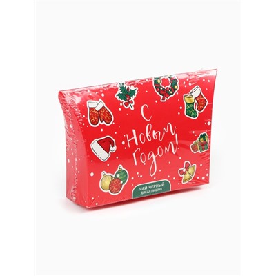 Чай новогодний подарочный, черный «С Новым Годом», со вкусом дикой вишни, 20 г