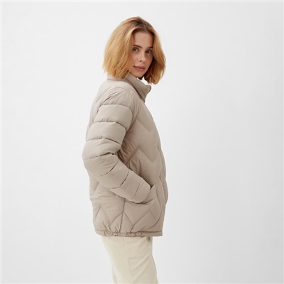 Куртка женская демисезонная на молнии Collorista, серо-бежевая, размер 48