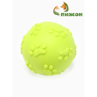 Игрушка для собак «Мяч-лапка», 6 см, TPR, жёлтая