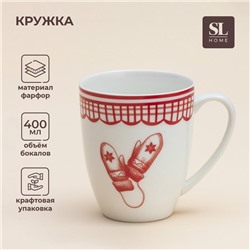Кружка новогодняя SL Home «Прекрасное время», 400 мл, 9×10 см, фарфор, белая