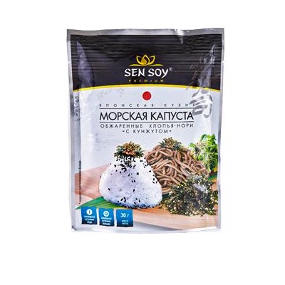 СЭНСОЙ Хлопья Нори с кунжутом из цельной сушено-прессованной морской водоросли рода Порфира 30г