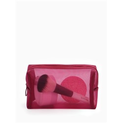 Косметичка женская Classic, полупрозрачная, на молнии, бордовая