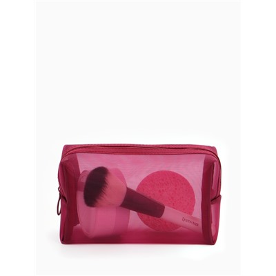 Косметичка женская Classic, полупрозрачная, на молнии, бордовая