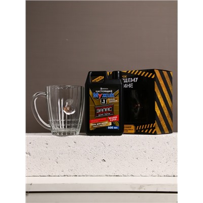 Подарочный набор «Настоящему мужику», гель для душа канистра 500 мл и стакан с пулей, HARD LINE