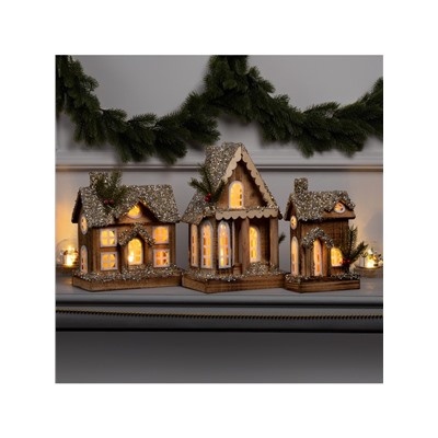 Фигура деревянная «Изба», 26×23×12 см, 5 LED, батарейки AAx2 (не в комплекте), свечение теплое белое