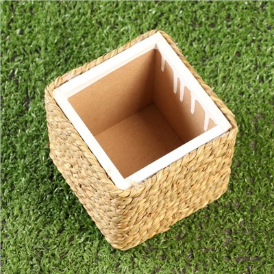 Декоративное кашпо для цветов «Эйра», 10×10×9 см, деревянное, бежевое