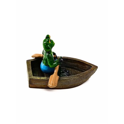 Садовая фигура из полистоуна «Лягушка в лодке», 14×13×9.5 см, водоплавающая