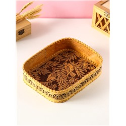 Сухарница прямоугольная «Птички», 24.5×17.5×4.5 см, береста