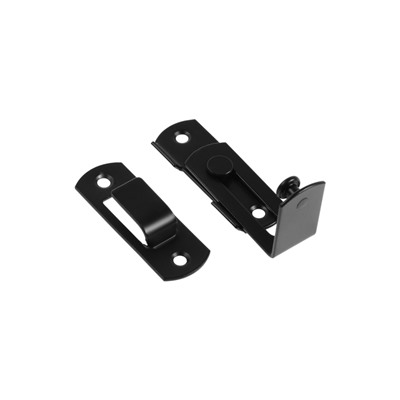 Шпингалет накладной ТУНДРА, угловой, 60×43 мм, черный