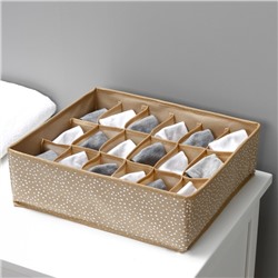 Органайзер для хранения белья Доляна Points, 18 ячеек, 35×30×12 см, бежевый