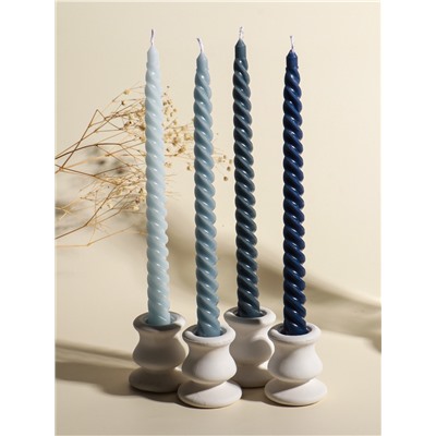 Набор свечей витых, 2×25 см, 4 шт., палитра серого, 25.5×8.8×2.4 см