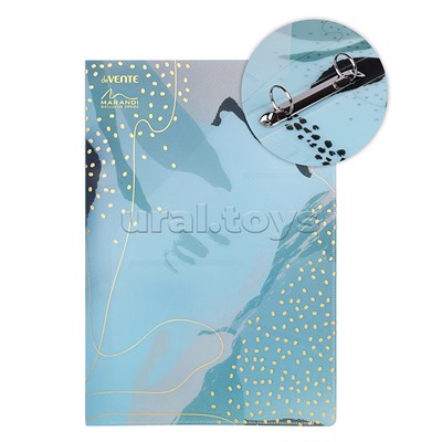 Папка на кольцах "Marandi. Sparkle" A4 (240x310x35 мм) 2 кольца Ø 30 мм, 650 мкм, полупрозрачная искрящаяся фактура, тиснение фольгой, на 250 листов бумаги или 50 вкладышей, внутренний карман 160 мкм, индивидуальная упаковка