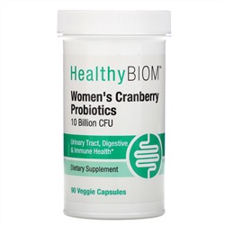 HealthyBiom, Пробиотики с клюквой для женщин, 10 млрд КОЕ, 90 растительных капсул