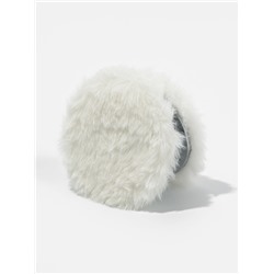 Зеркало складное «Мех», d=8 см, с увеличением, с искусственным мехом, белое